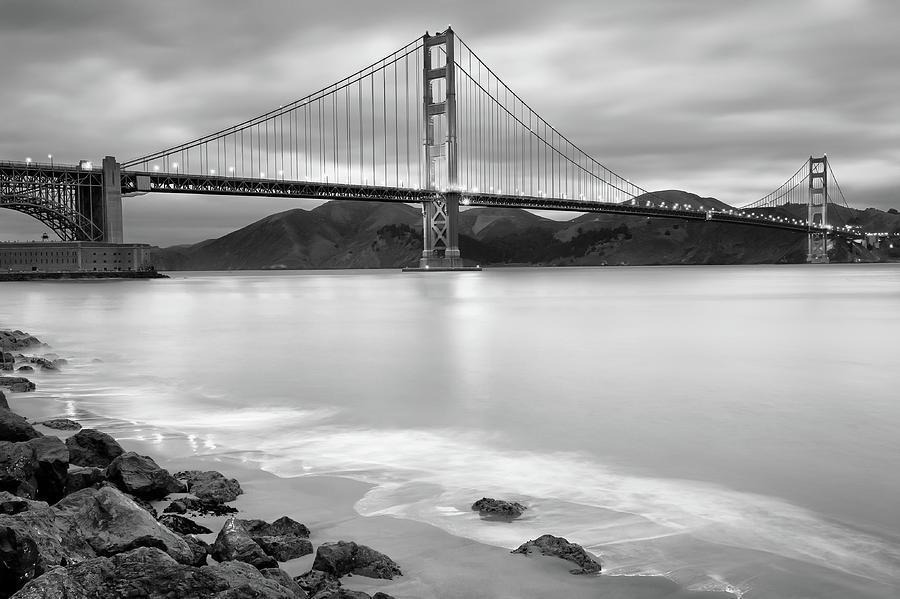 Golden Gate Bridge Photograph - San Franciscos Golden Gate Bridge - Black and White Edition by Gregory Ballos