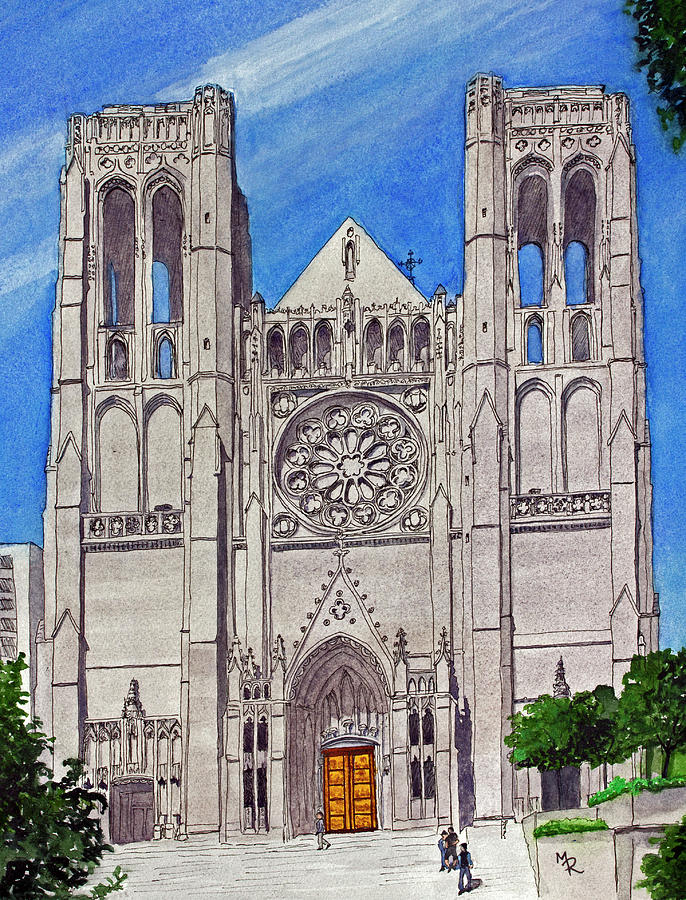 San Franciscos Grace Cathedral Painting by Mike Robles