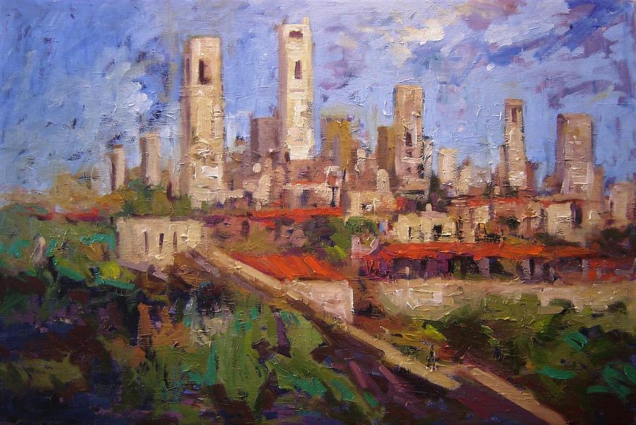 San Gimignano Italy Painting by R W Goetting