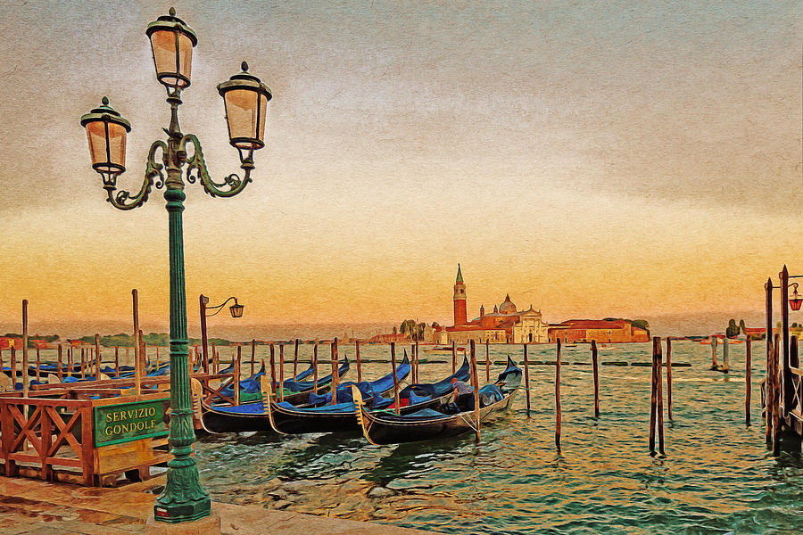 San Giorgio Maggiore Venice Gondolas Digital Art by Anthony Murphy