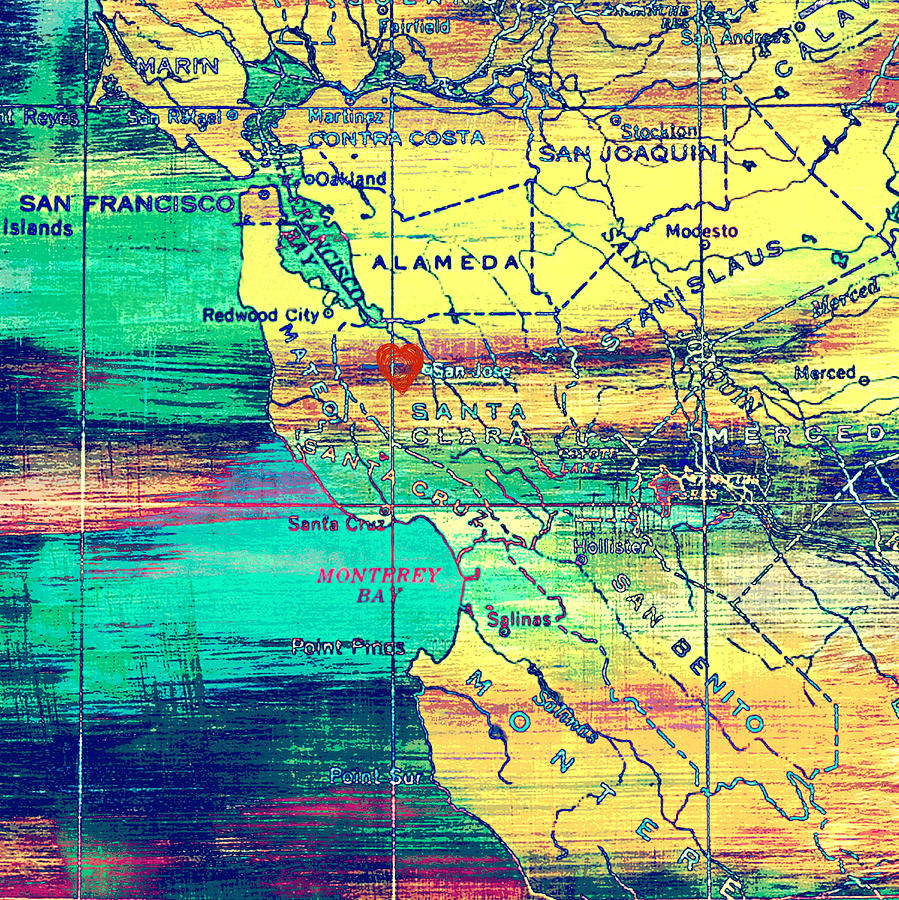 Map Digital Art - San Jose Heart Map by Brandi Fitzgerald