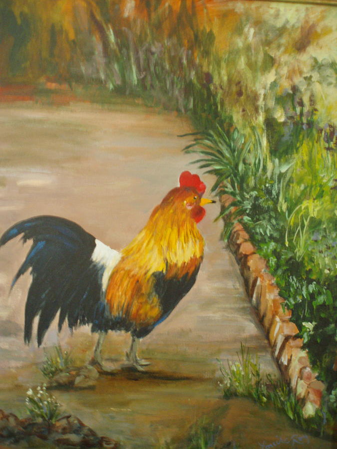 Rooster Painting - San Juan Batista Rooster by Louise Roy