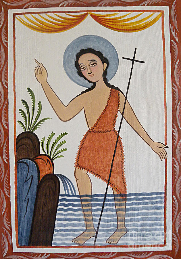 San Juan Bautista - St. John the Baptist - AOBAU Painting by Br Arturo Olivas OFS