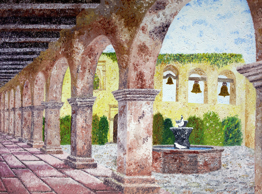 San Juan Capistrano Courtyard Painting by Laura Iverson