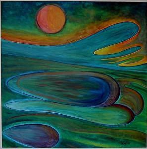 Abstract Painting - San Juan Nights by Charles De SanJuan Abstract Painting - San Juan Nights by Charles De SanJuan