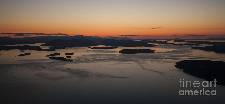 San Juan Islands Photograph - San Juans Islands Aerial Sunset Calm Dusk by Mike Reid