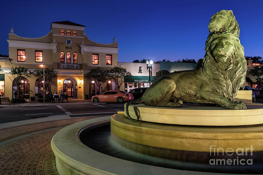 San Marco Lion Fountain at Blue Hour, Jacksonville, Florida Photograph by Dawna Moore Photography
