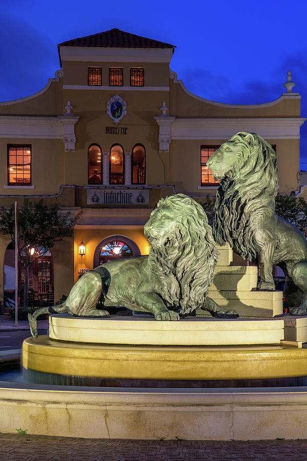 San Marco Lion Fountain at Twilight, Jacksonville, Florida Photograph by Dawna Moore Photography