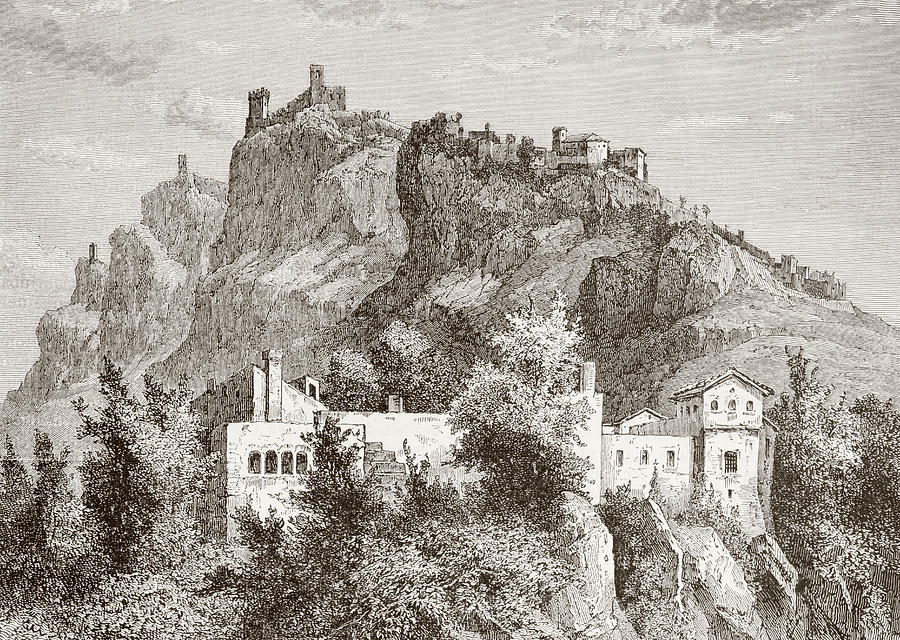 Castle Drawing - San Marino In The Late 19th Century by Vintage Design Pics
