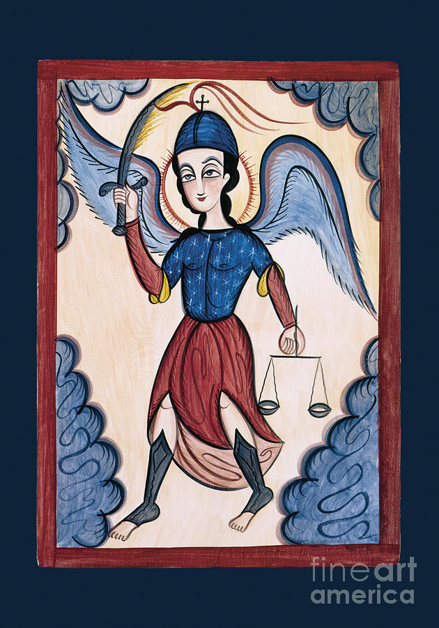 San Miguel Arcangel - St. Michael Archangel - AOMTA Painting by Br Arturo Olivas OFS