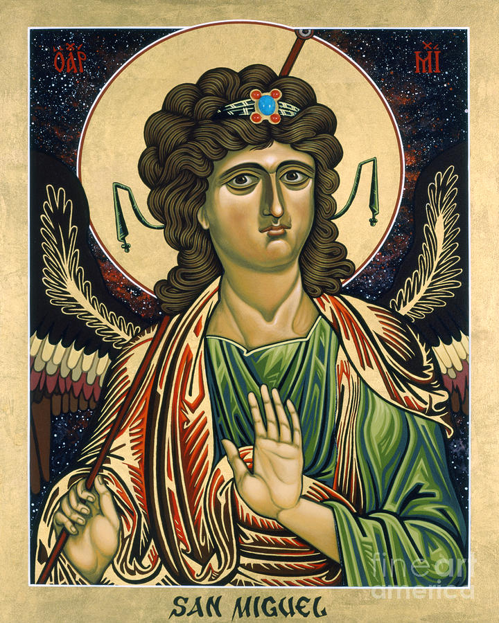 San Miguel Arcangel - St. Michael the Archangel - LWMAA Painting by Lewis Williams OFS