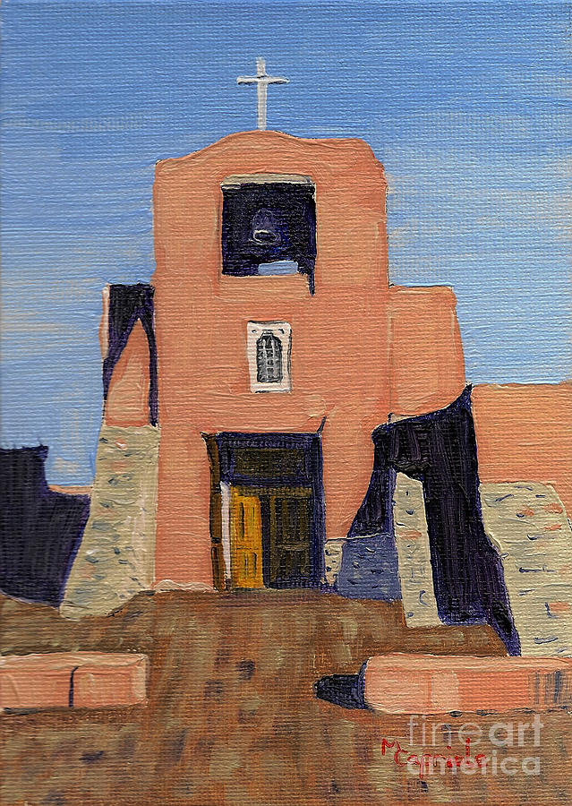 San Miguel Mission in Santa Fe Painting by Mary Capriole