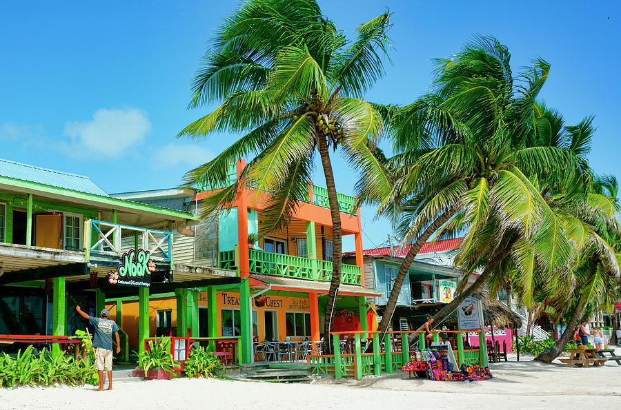 San Pedro Beach Storefronts Ambergris Caye Belize Photograph by Waterdancer