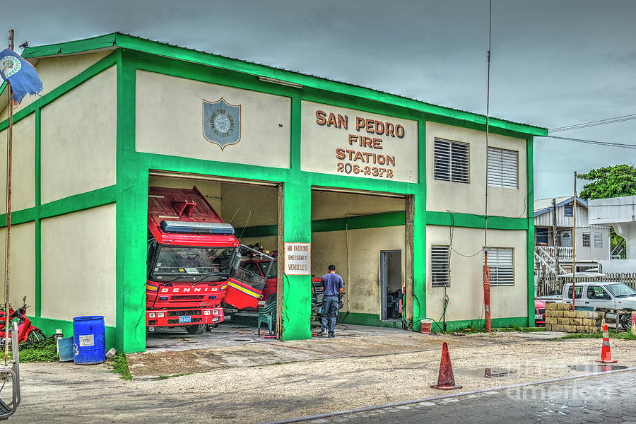 San Pedro Belize Fire House Photograph by David Zanzinger