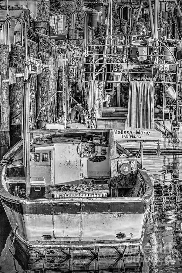 San Pedro Fishing Boats BW Photograph by David Zanzinger