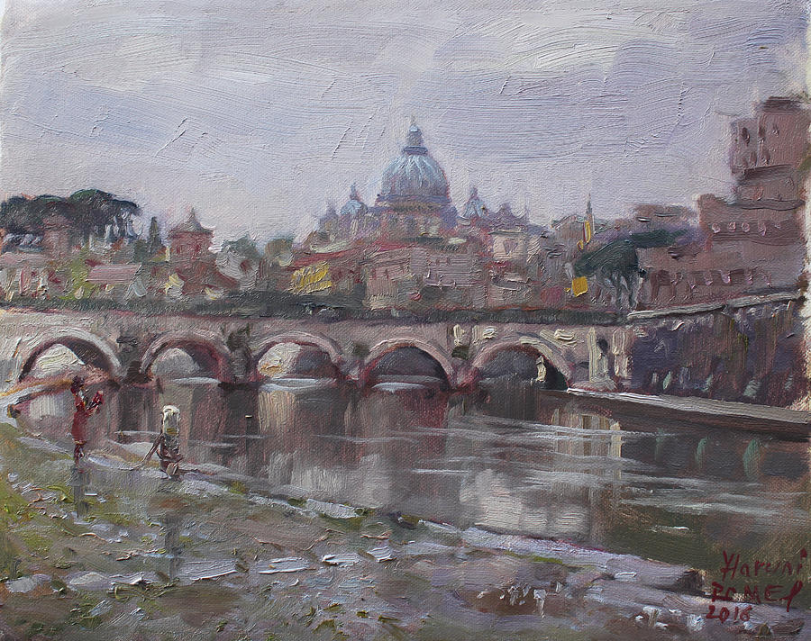 Bridge Painting - San Pietro in a Rainy Day Rome by Ylli Haruni