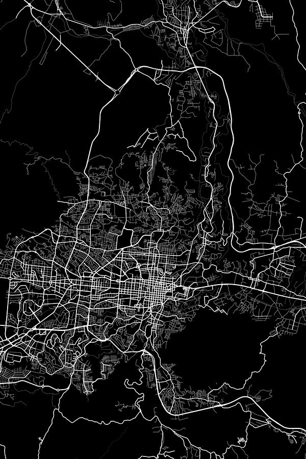 San Salvador El Salvador Dark Map Digital Art by Jurq Studio - Fine Art ...