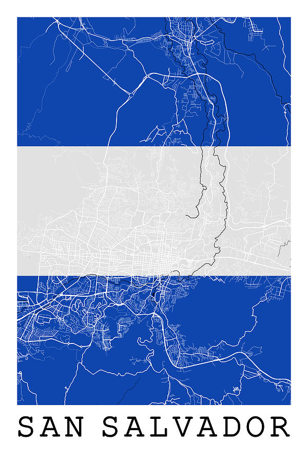 San Salvador Street Map - San Salvador El Salvador Road Map On El ...