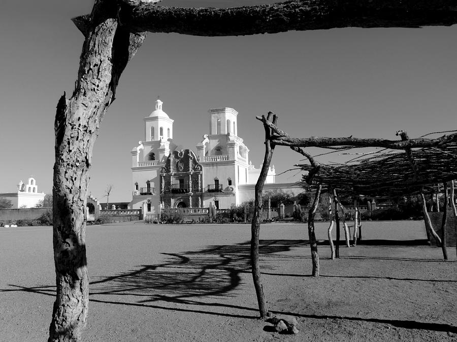 San Xavier del Bac, Monochrome Photograph by Gordon Beck