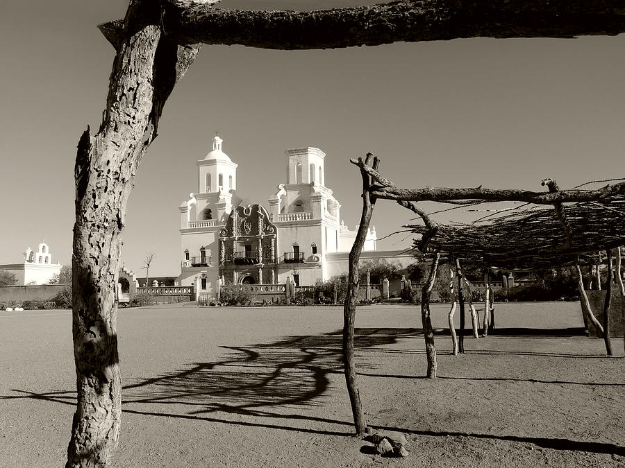 San Xavier del Bac, Sepia Photograph by Gordon Beck