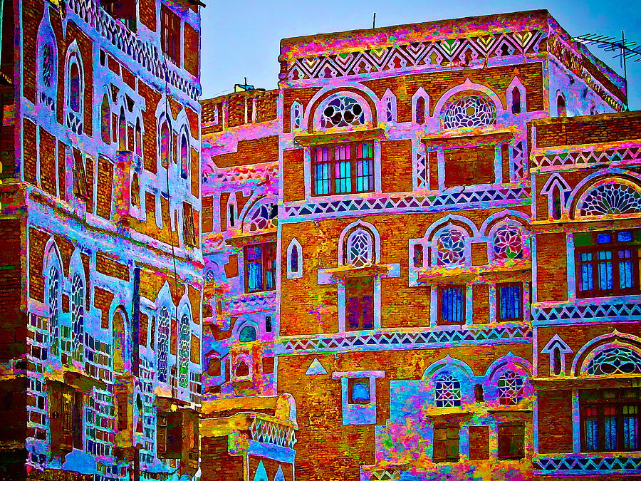 Sanaa Houses at dusk Yemen Digital Art by Michael Robert Powell - Fine ...