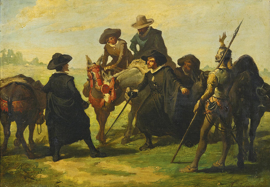 Beautiful Painting - Sancho Panza and Don Quixote by Jose Jimenez Aranda