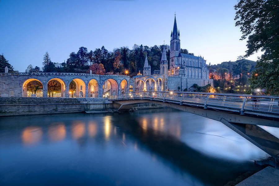 Sanctuary of Our Lady of Lourdes at Blue Hour Photograph by Pramio ...