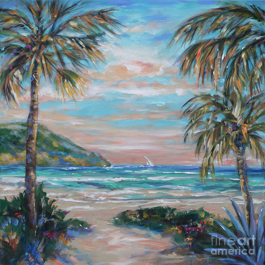 St. Kitts Painting - Sand Bank Bay by Linda Olsen