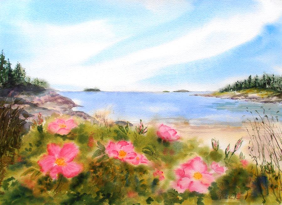 Sand Beach Roses Painting by Diane Kirk Pixels