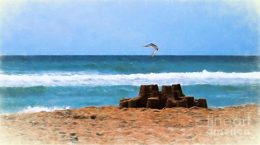 Sand Castle and Gull Photograph by Mim White