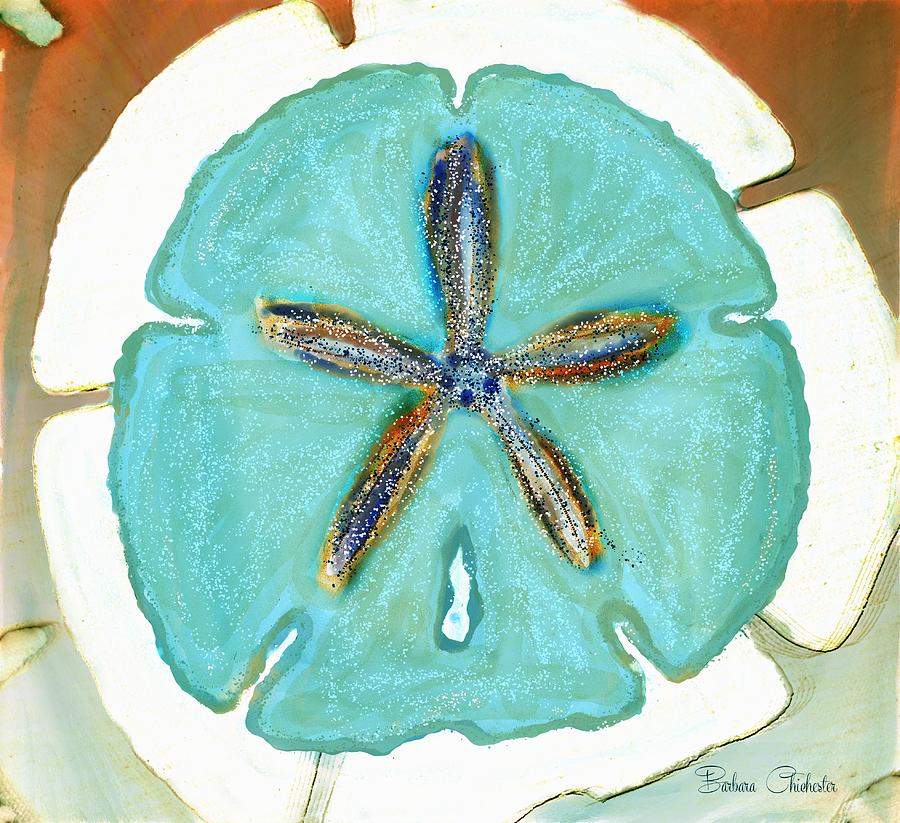 Unique Painting - Sand Dollar Star Attraction by Barbara Chichester