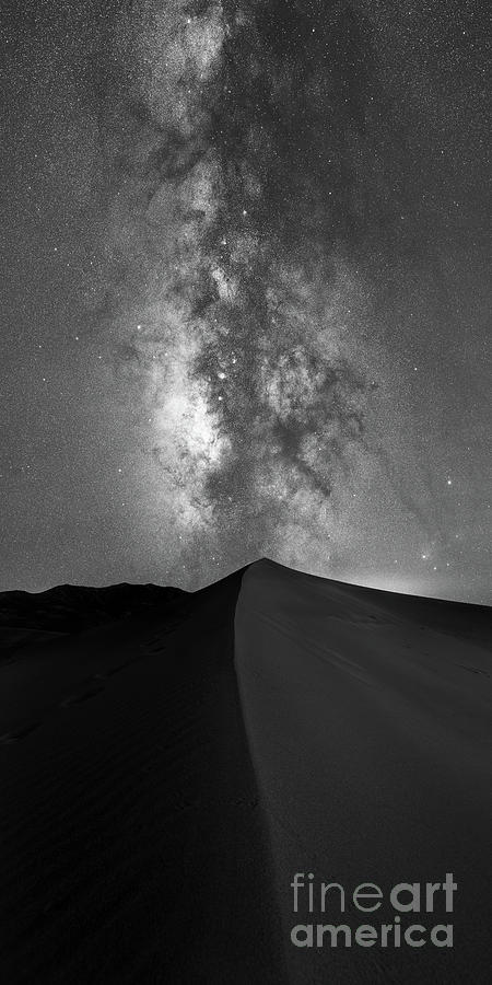 Sand Dune Milky Way Panorama BW Photograph by Michael Ver Sprill