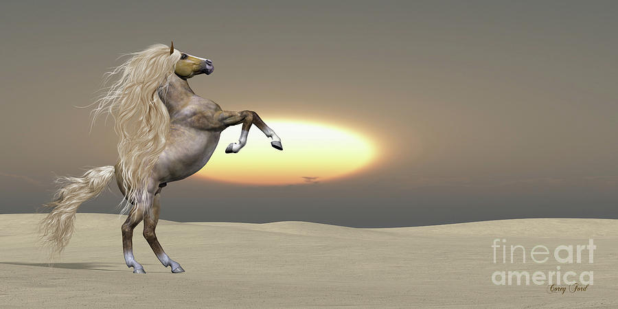 Sand Dune Palomino Horse Digital Art by Corey Ford