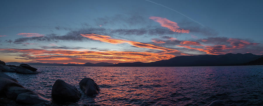 Sand Harbor Sunset Pano2 Photograph by Martin Gollery