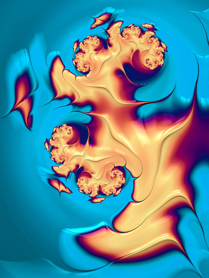 Abstract Digital Art - Sand island and turquoise water fractal art by Matthias Hauser