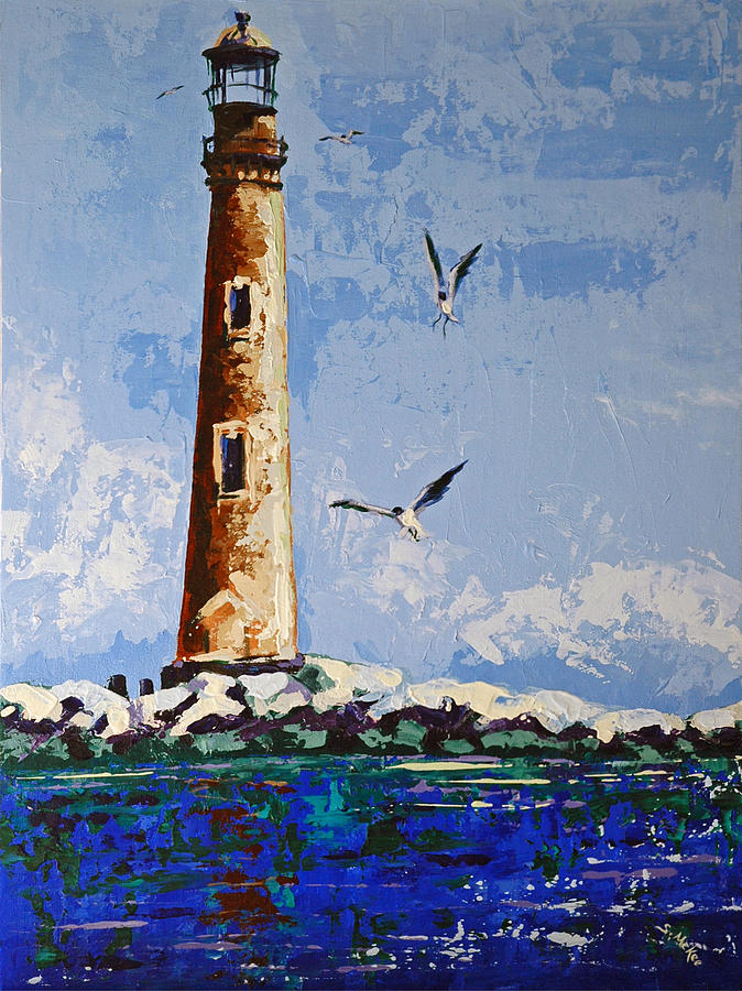 Sand Island Lighthouse Painting by Suzanne McKee