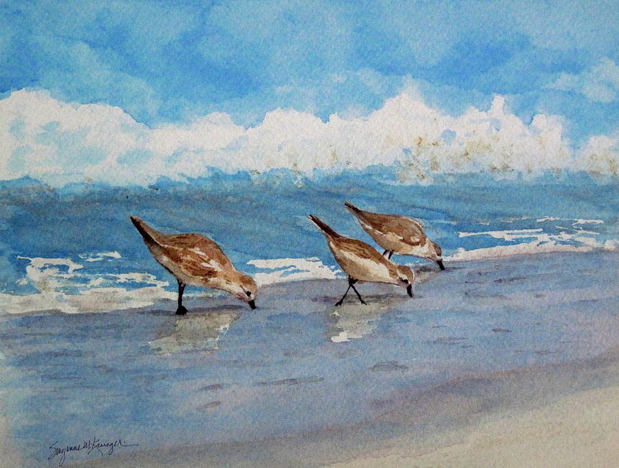 Sanderlings Painting by Suzanne Krueger
