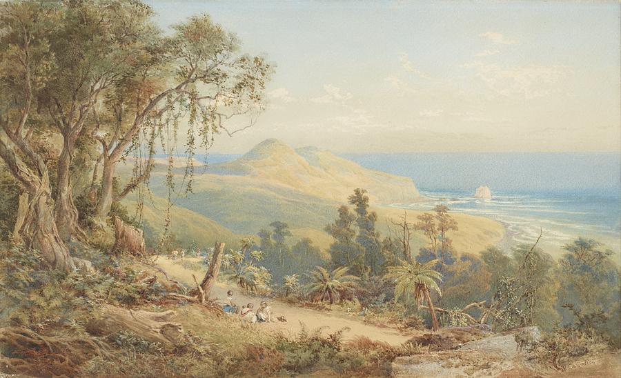 Sandfly Bay Otago, circa 1879 United Kingdom by Nicholas Chevalier. Painting by Celestial Images