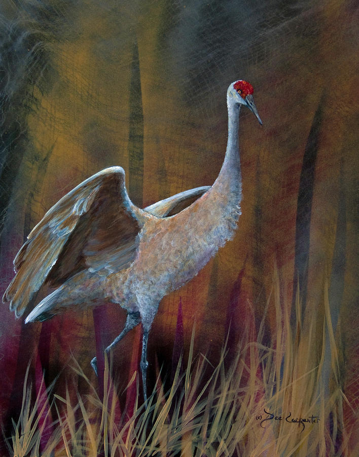 Sandhill Crane Painting by Dee Carpenter