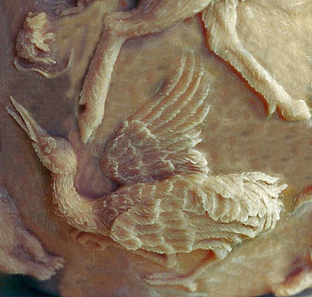 Sandhill Crane Detail from Bear Cub Bowl original clay Sculpture