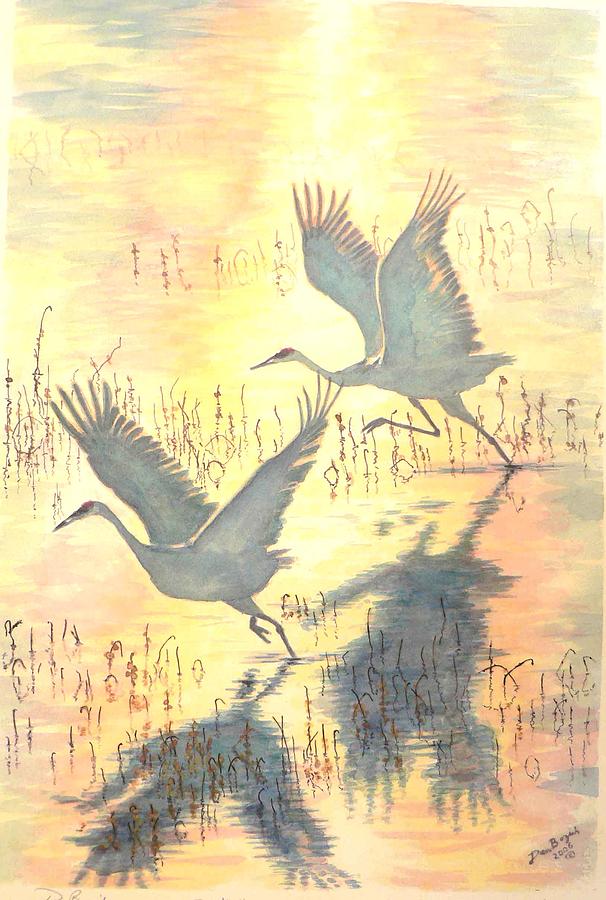 Sandhill Cranes Painting by Dan Bozich