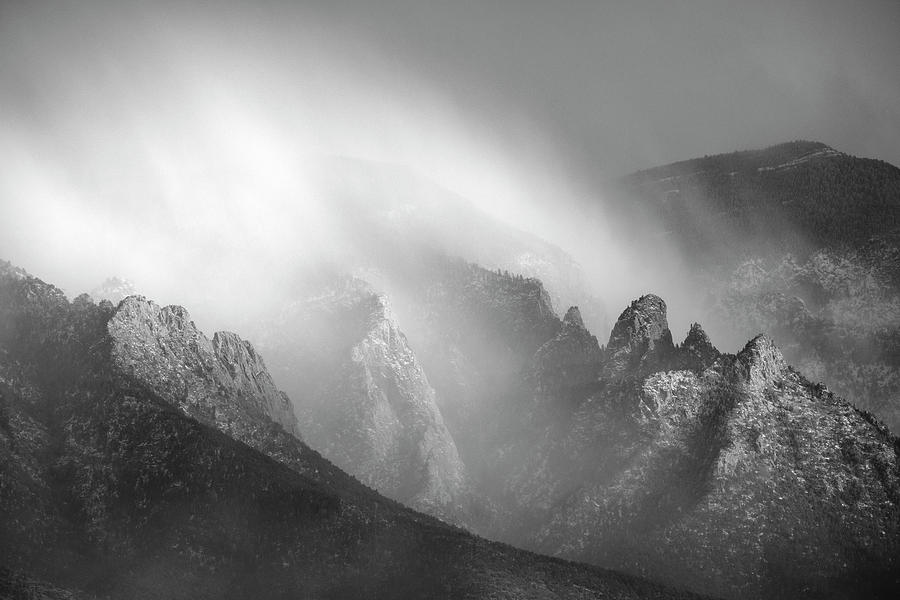 Sandia Storm in Black and White Detail Photograph by Mary Lee Dereske