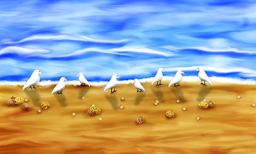 Sandpiper Painting - Sandpiper Beach by Creative Art Attic