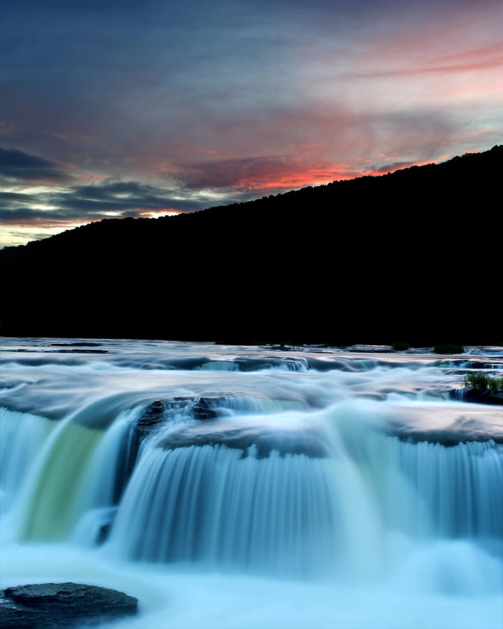Sandstone Falls at Sunset in West Virginia Photograph by Brendan Reals