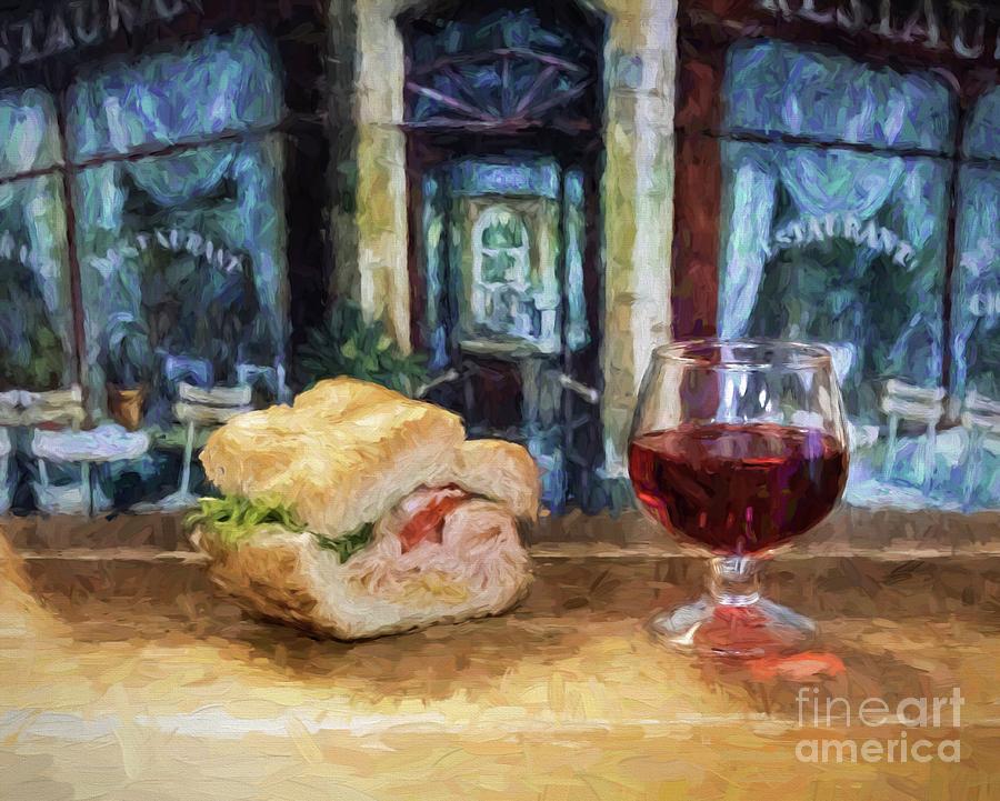 Sandwich and Wine Photograph by Cecil Fuselier