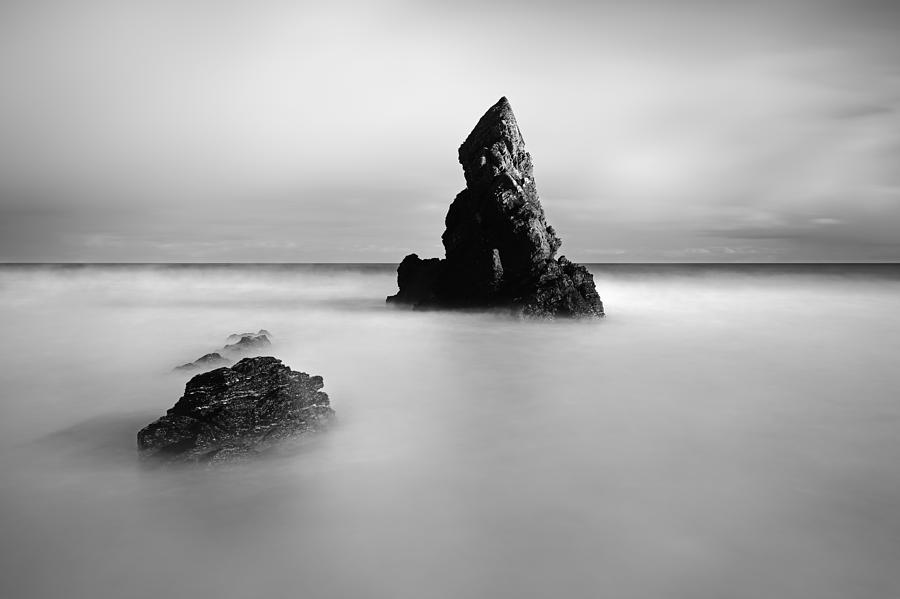 Black And White Photograph - Sango Bay Stack by Grant Glendinning