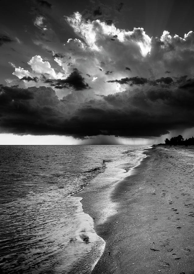 Sanibel Island Rain In Black and White Photograph by Greg and Chrystal Mimbs