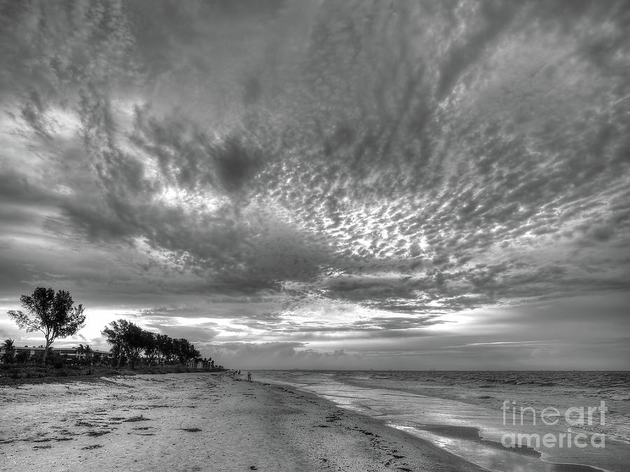Sanibel Island Sunrise In Black and White Photograph by Jeff Breiman