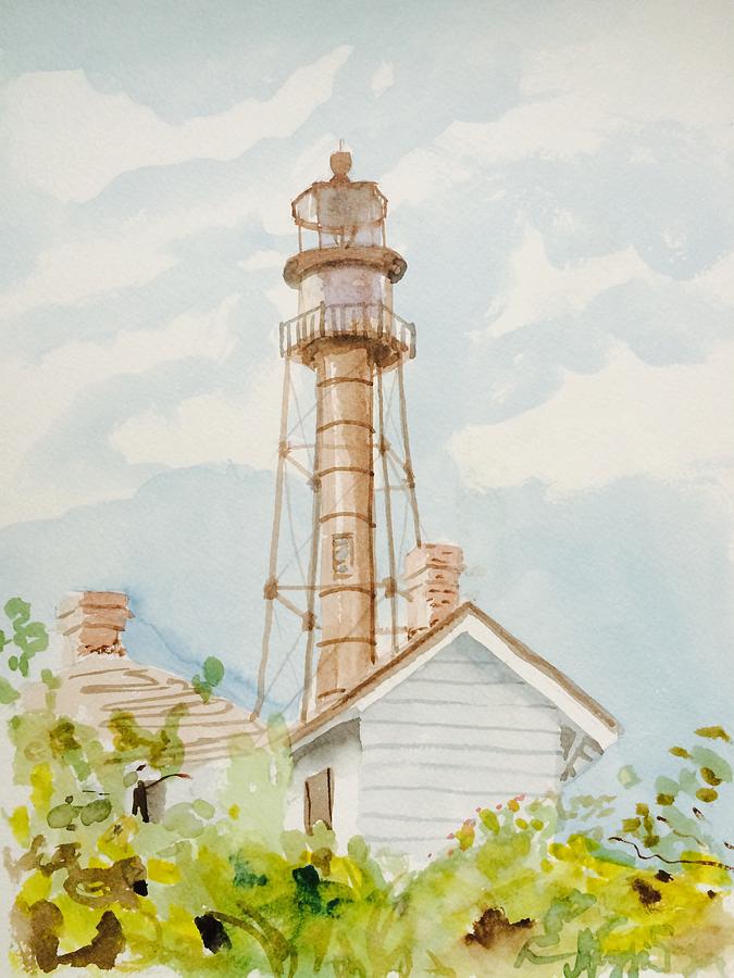 Sanibel Lighthouse 2 Painting by Maggii Sarfaty