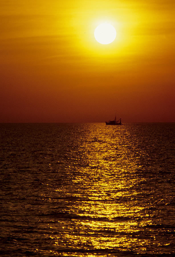 Sanibel Shrimp Boat at Sunset Photograph by Steve Somerville